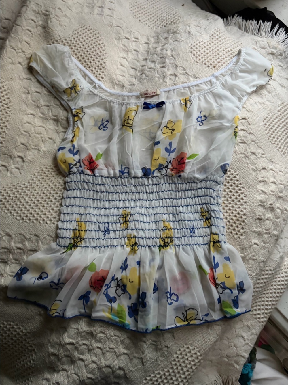 Y2K floral Milkmaid top